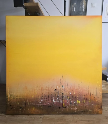 yellow-zolta-abstrakcja-energetyczny-wyrazisty-obraz-120x120-zdjęcie-w-pracowni-siwek