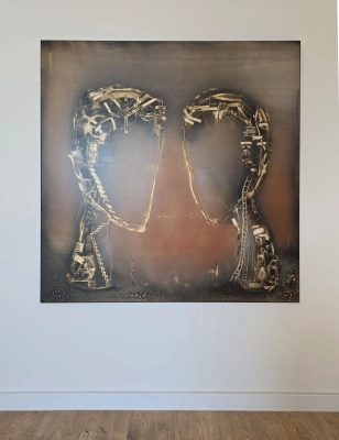 Duza-abstrakcjA-120X120-SYMBOLICZNO-FIGURATYWNA-OBRAZ-OLEJNY-sprzedaz