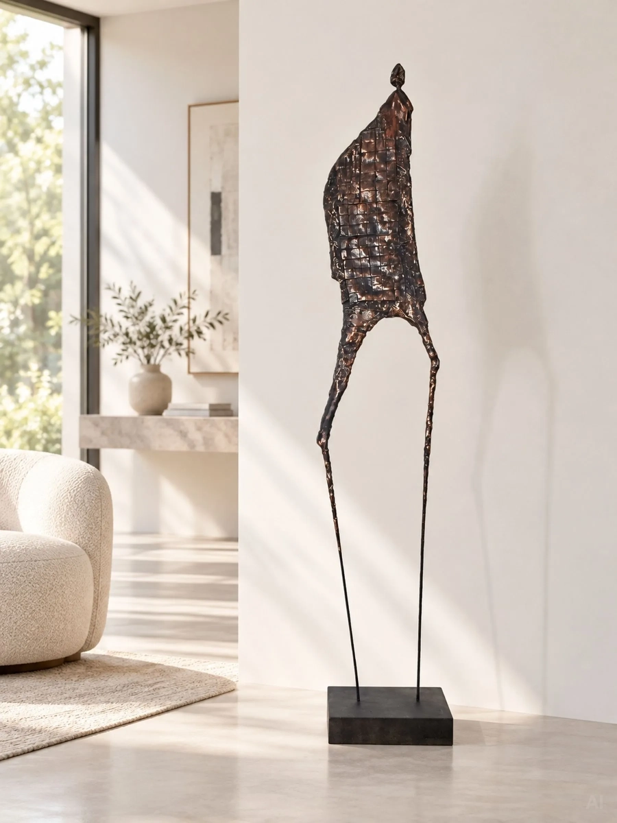 Spiżowy Strażnik Czasu — rzeźba 190 cm Krystyna Siwek w kolorze metalicznego brązu i miedzi