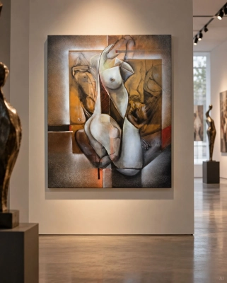 galeria-sztuki-wroclaw-obrazy-Akt kobiecy w sztuce - malarstwo olejne K.Siwek -obraz Powidok dotyku