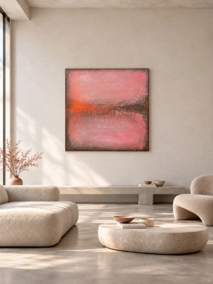 Pastel Vibe 100x100 — wyrazisty obraz w brudnym różu do nowoczesnego gabinetu