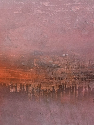 Detal obrazu Pastel Vibe — dusty rose, brudny róż, oranż i czekoladowy brąz