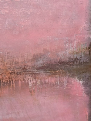 Detal obrazu Pastel Vibe — dusty rose, brudny róż, oranż i czekoladowy brąz