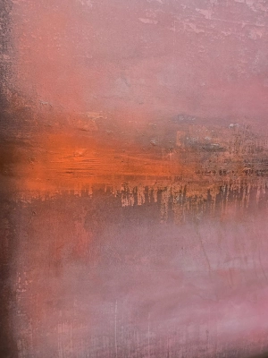 Detal obrazu Pastel Vibe — dusty rose, brudny róż, oranż i czekoladowy brąz