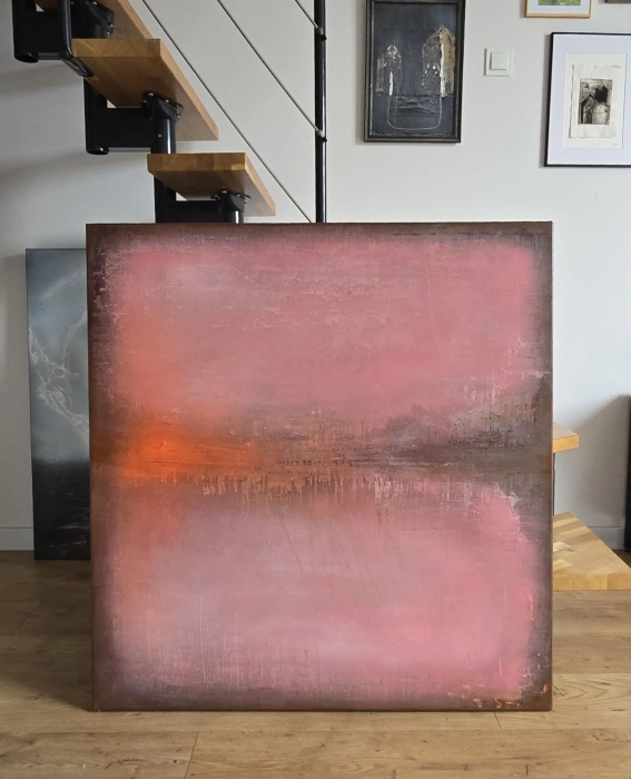 Pastel Vibe 100x100 Wyrazista Abstrakcja Róż i Brązy