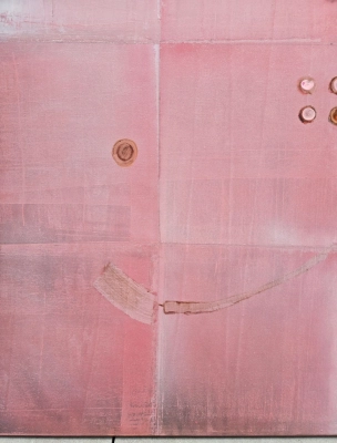 Detal obrazu Pastel Vibe — pudrowy róż, dusty rose, taupe i subtelna geometria