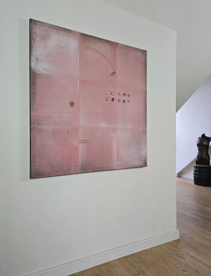 Pastel Vibe 100x100 — obraz pastelowy róż, akcent kolorystyczny do salonu