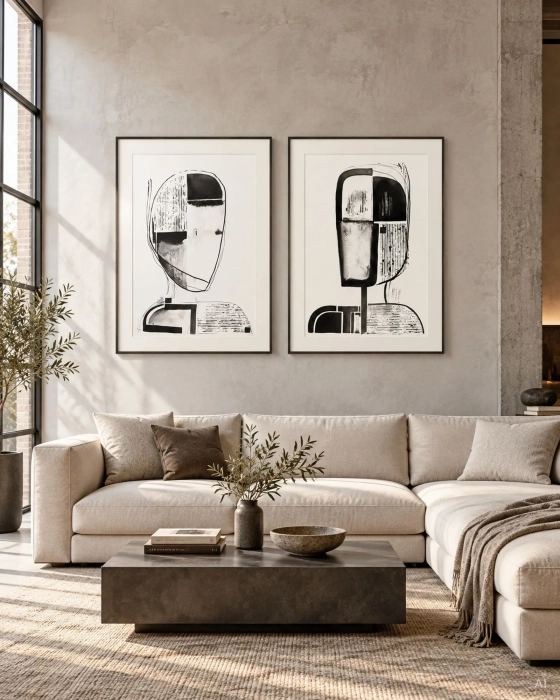 Dyptyk, elegancki zestaw grafik artystycznych 70x100 
