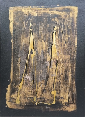 młoda sztuka czarne obrazy strukturalne Black&amp;gold 30x40 czarny i złoto