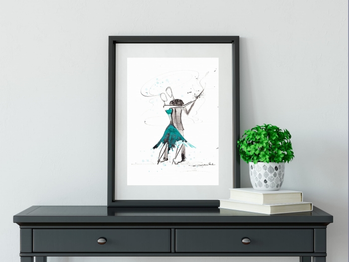 grafika 21/30 ręcznie malowana, abstrakcja