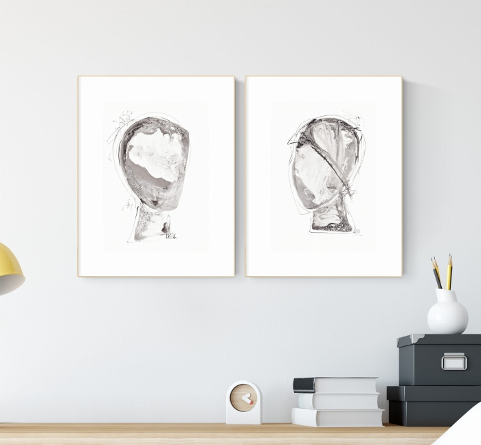 elegancki zestaw 2 grafik  A4, styl skandynawski, abstrakcja