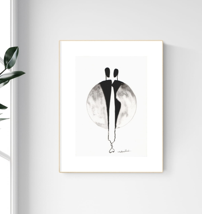 grafika 21/30 ręcznie malowana, abstrakcja