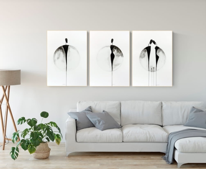 zestaw 3 obrazów 50 x 70 cm, styl skandynawski, tryptyk do salonu