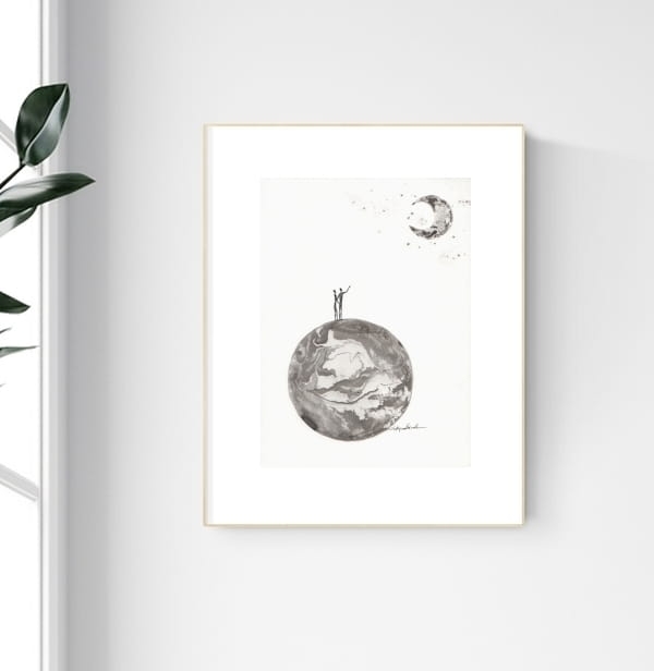 grafika 21/30 ręcznie malowana, abstrakcja
