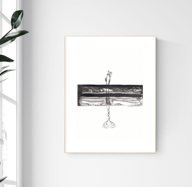 grafika 21/30 ręcznie malowana, abstrakcja