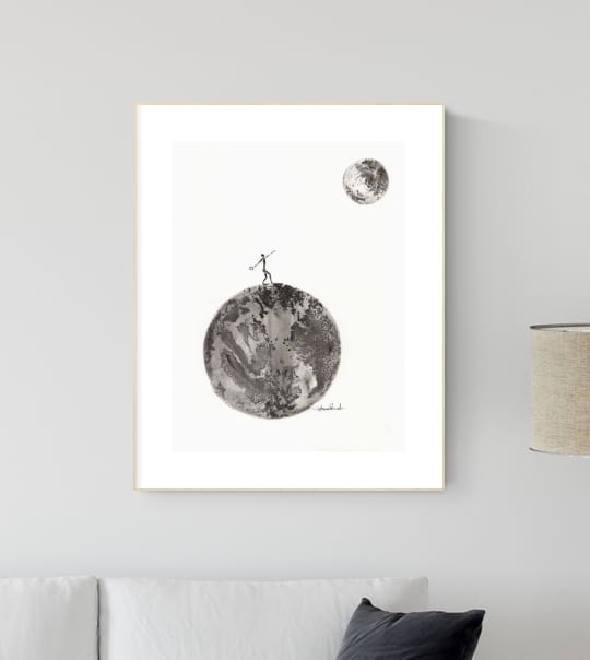 grafika 30/40 ręcznie malowana, abstrakcja
