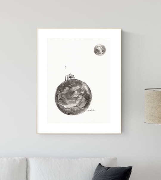 grafika 30/40 ręcznie malowana, abstrakcja
