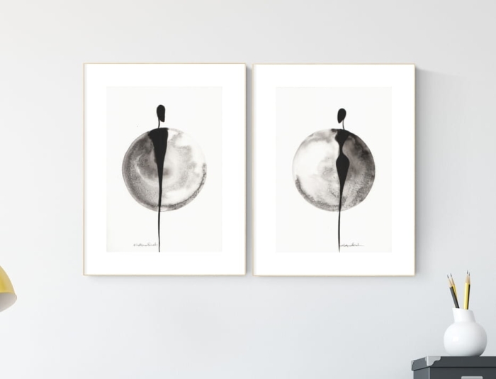elegancki zestaw 2 grafik  A4, styl skandynawski, abstrakcja