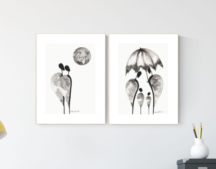 elegancki zestaw 2 grafik  A4, styl skandynawski, abstrakcja