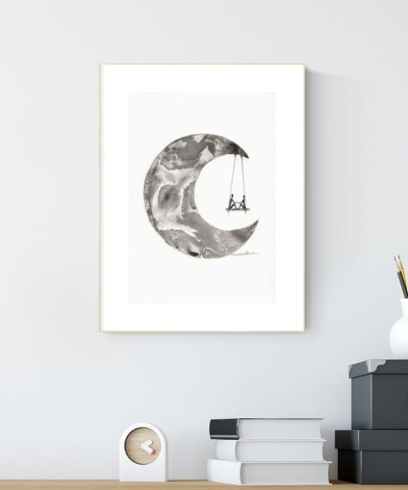 grafika 21/30 ręcznie malowana, abstrakcja