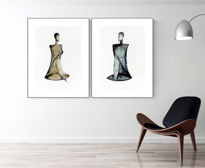 zestaw 2 obrazów 50 x 70 cm,  akwarela