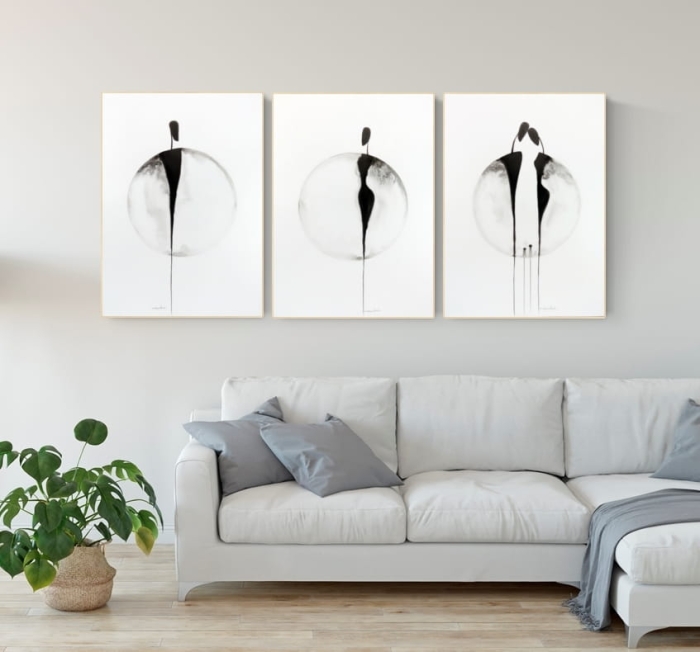 zestaw 3 obrazów 50 x 70 cm, styl skandynawski, tryptyk do salonu