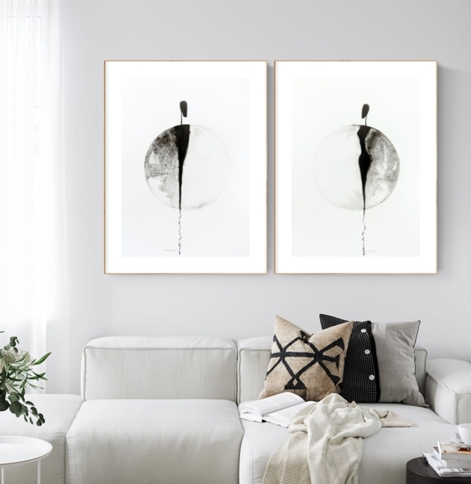 zestaw 2 grafik 50 x 70 cm,  minimalizm