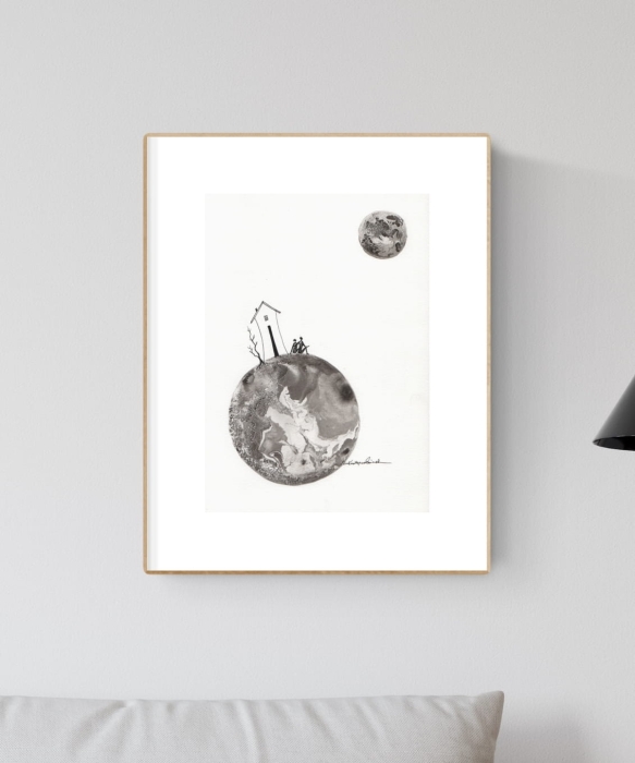 grafika 21/30 ręcznie malowana, abstrakcja