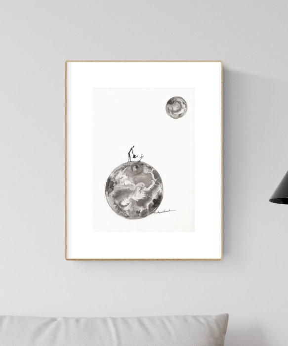 grafika 21/30 ręcznie malowana, abstrakcja