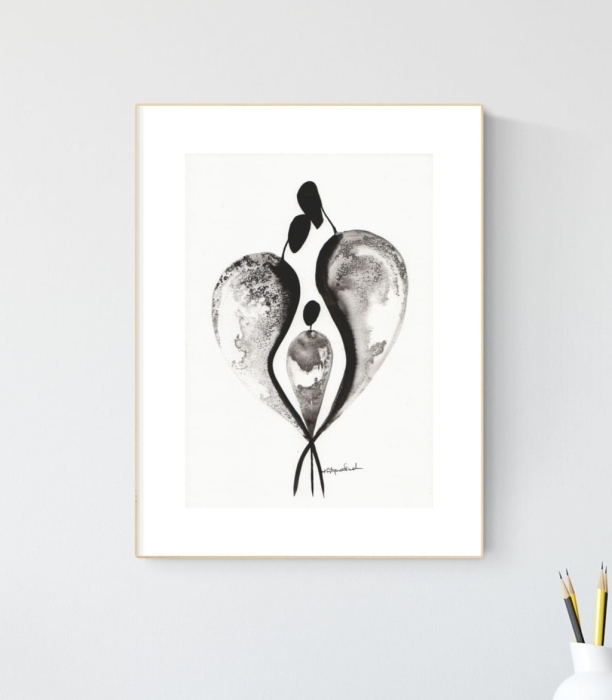 grafika 21/30 ręcznie malowana, abstrakcja