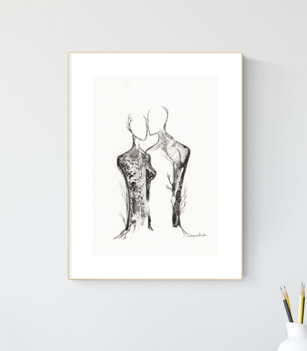 grafika 21/30 ręcznie malowana, abstrakcja