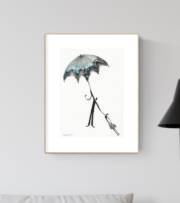 grafika 21/30 ręcznie malowana, abstrakcja