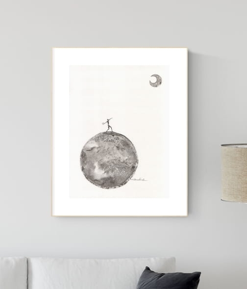 grafika 30/40 ręcznie malowana, abstrakcja