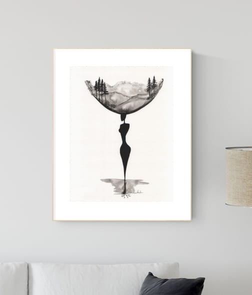 grafika 30/40 ręcznie malowana, abstrakcja