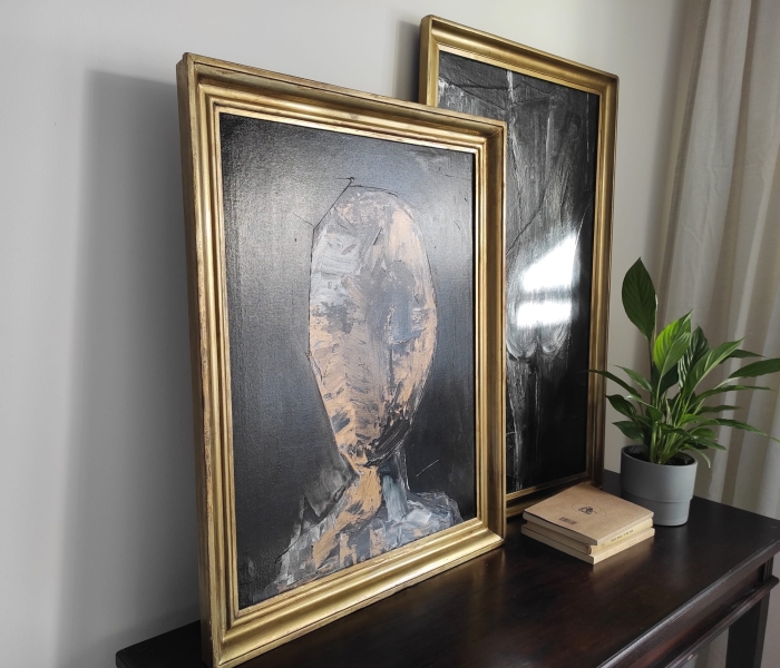 Obraz - malarstwo współczesne w starej ramie vintage