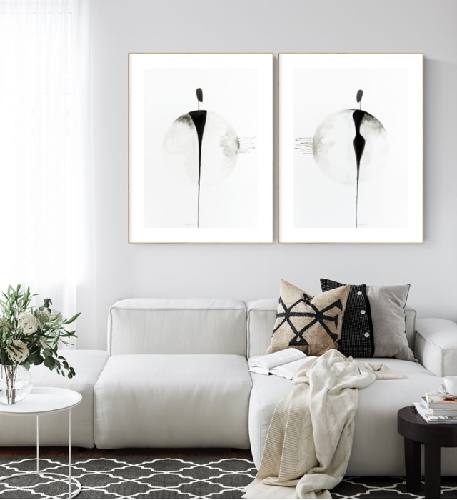 zestaw 2 obrazów 50 x 70 cm,  minimalizm