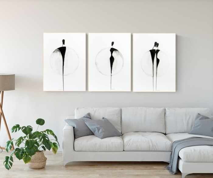 zestaw 3 obrazów 50 x 70 cm,  minimalizm
