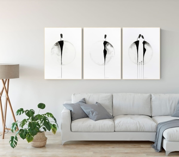 zestaw 3 obrazów 50 x 70 cm,  minimalizm