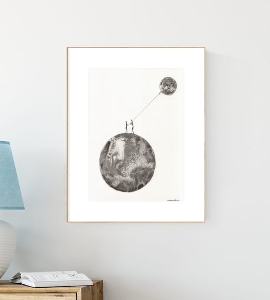 grafika 30/40 ręcznie malowana, abstrakcja