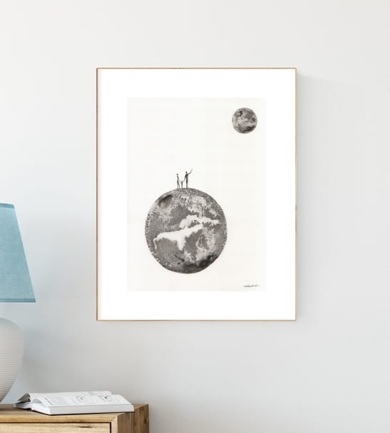 grafika 30/40 ręcznie malowana, abstrakcja