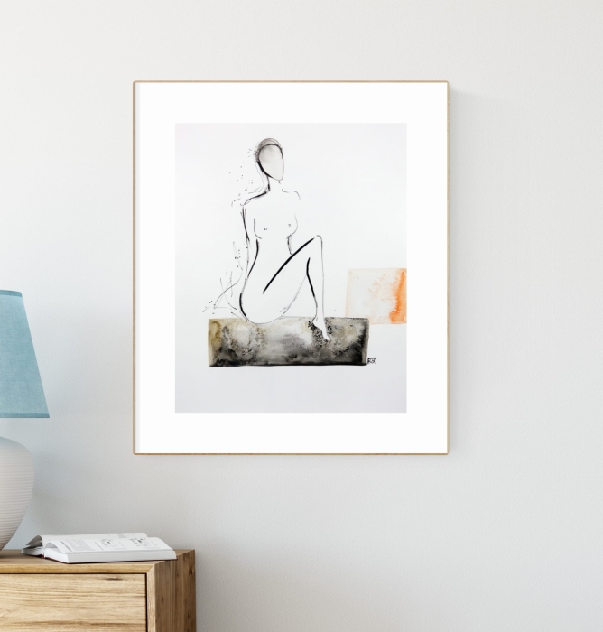 grafika 40/50 ręcznie malowana, abstrakcja