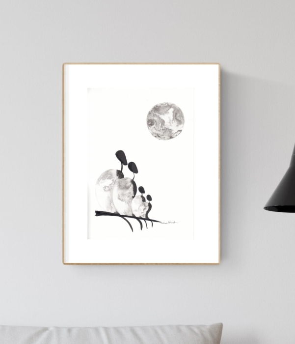 grafika 21/30 ręcznie malowana, abstrakcja