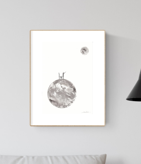 grafika 21/30 ręcznie malowana, abstrakcja