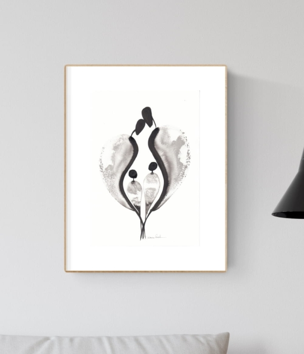 grafika 21/30 ręcznie malowana, abstrakcja