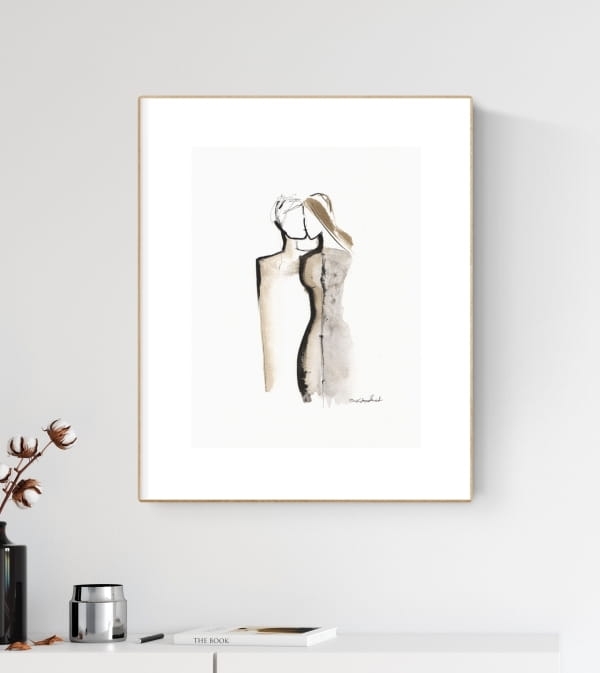 grafika 30/40 ręcznie malowana, abstrakcja, kobieta