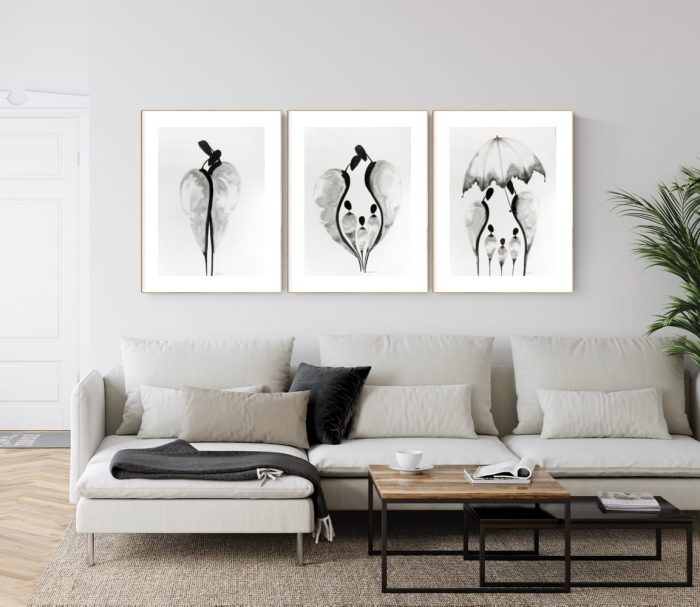 zestaw 3 obrazów 50 x 70 cm,  minimalizm
