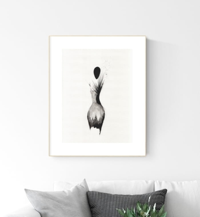 grafika 30/40 ręcznie malowana, abstrakcja