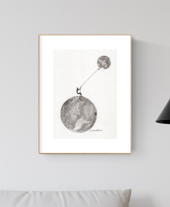 grafika 21/30 ręcznie malowana, abstrakcja