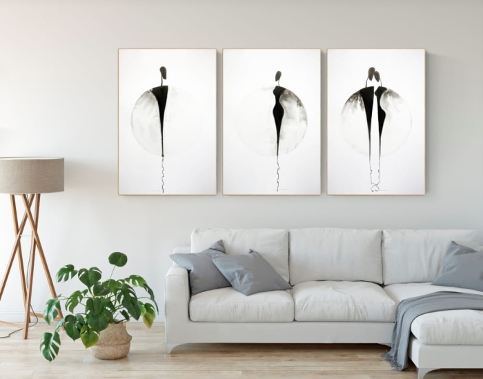 zestaw 3 grafik 61X91 cm wykonanych ręcznie