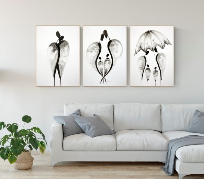 zestaw 3 grafik 50X70 cm wykonanych ręcznie